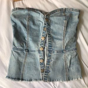 NWT By The Way Denim Corset w/ Buttons